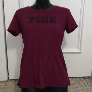 PINK Burgundy T shirt Size XS Preloved